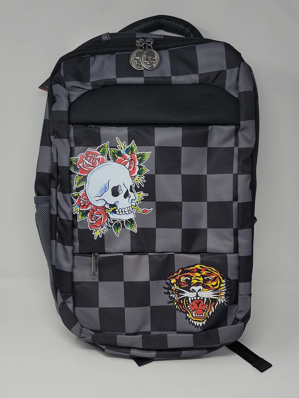 Ed Hardy Black Checkered Backpack